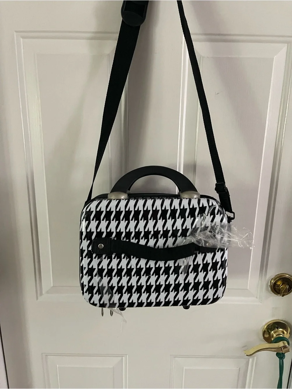 Heys Black & White Houndstooth Crossbody Vanity Bag New